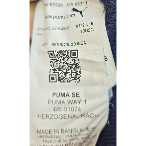 Puma Navy Blue & Green Cotton Blend Joggers Small - Picture 6 of 9